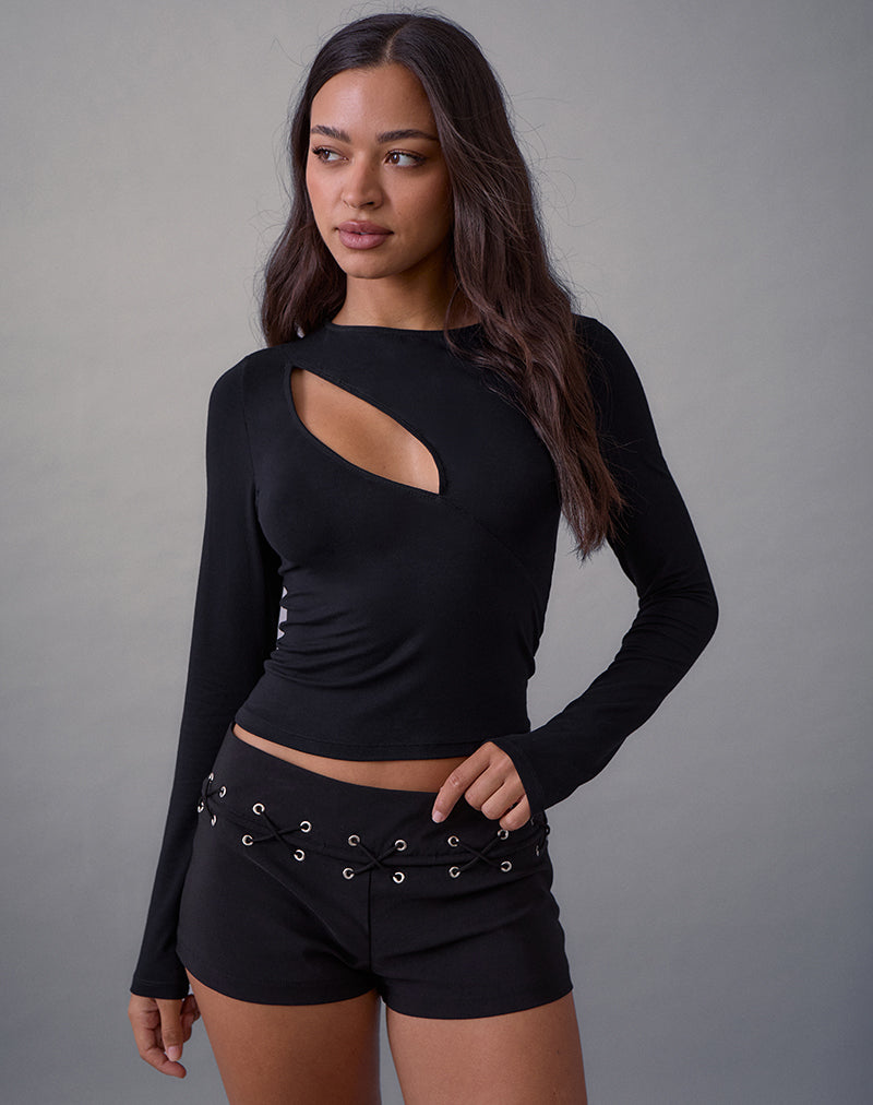 Image de Linaya Lace Up Hot Pant in Tailoring Black