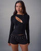 Image de Nyla Long Sleeve Slash Cut Out Top in Black