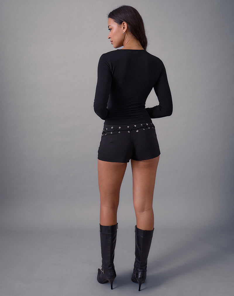 Image de Linaya Lace Up Hot Pant in Tailoring Black