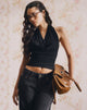 Image de Nyra High Neck Top in Cupro Black
