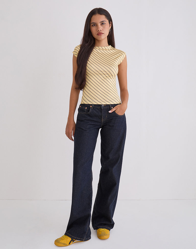Nova Slinky Top in Yellow Diagonal Stripe (Top fluide à rayures diagonales jaunes)