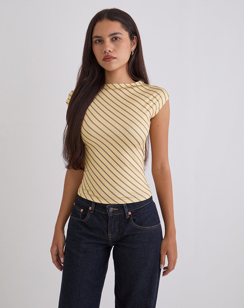 Image de Nova Slinky Top in Yellow Diagonal Stripe