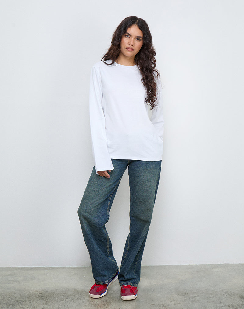 Image de OB Oversized Long Sleeve Tee Top in White