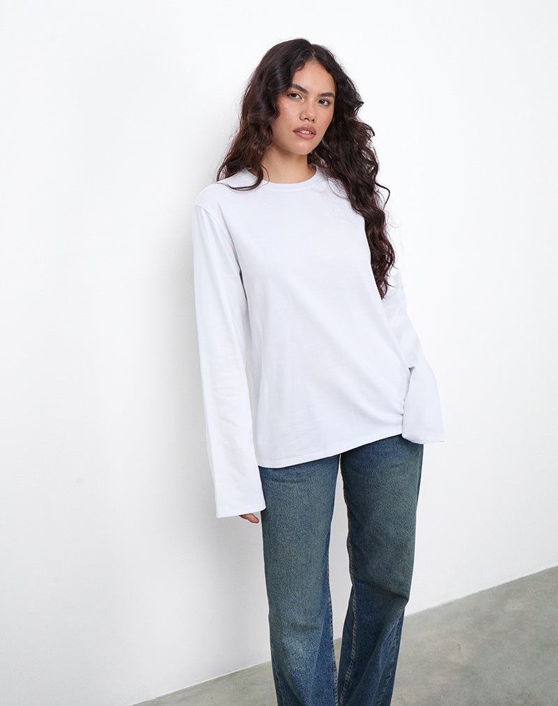 Image de OB Oversized Long Sleeve Tee Top in White