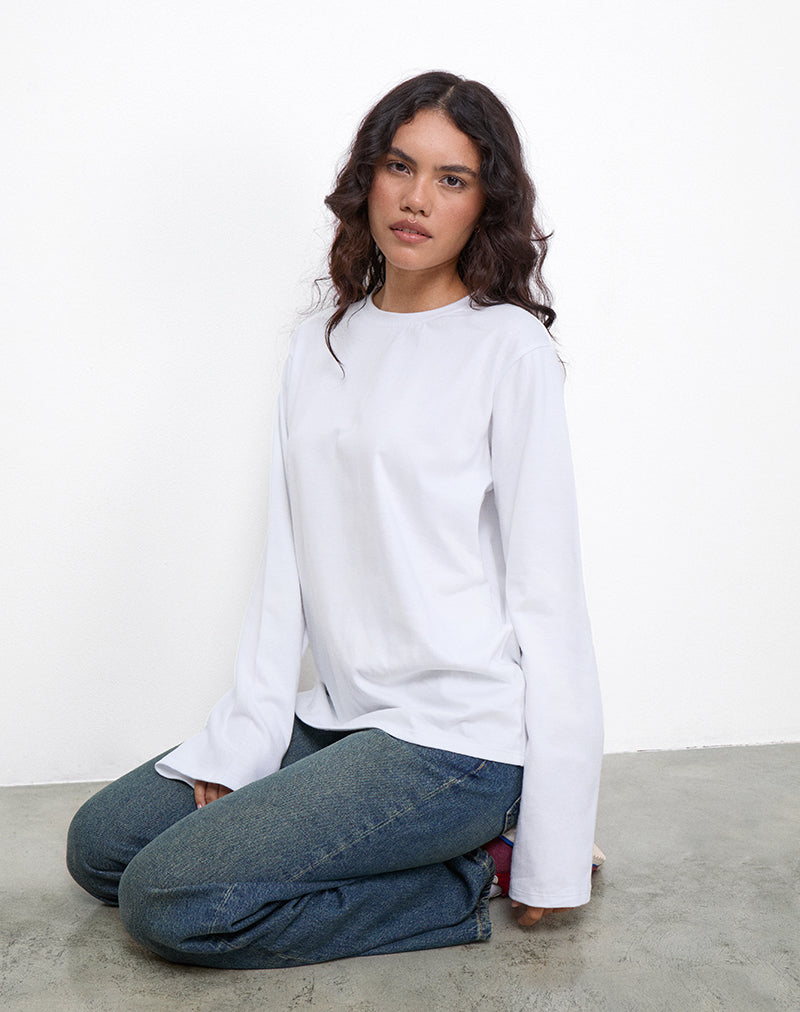 Image de OB Oversized Long Sleeve Tee Top in White