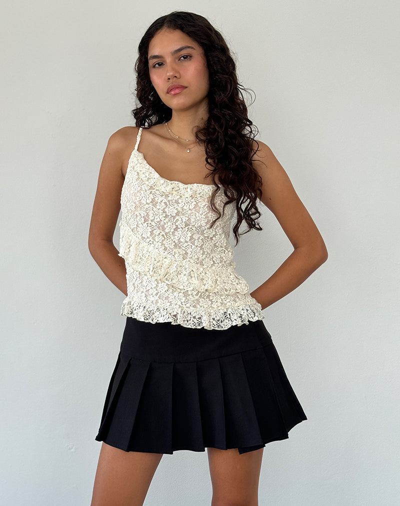 Octavia - Top cami asymétrique en dentelle ivoire
