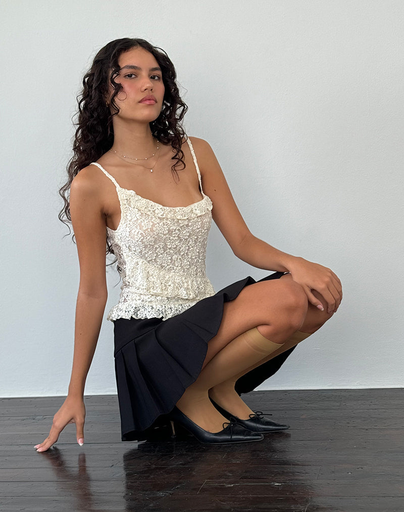 Octavia - Top cami asymétrique en dentelle ivoire