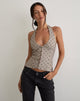 Image of Odin Vest Top in Beige with Polka Pinstripe