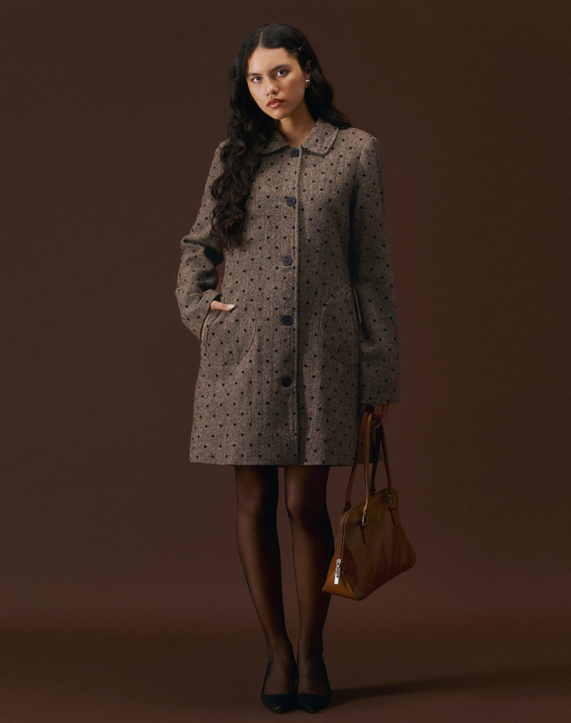 Image de Lirena Longline Coat in Polka Brown