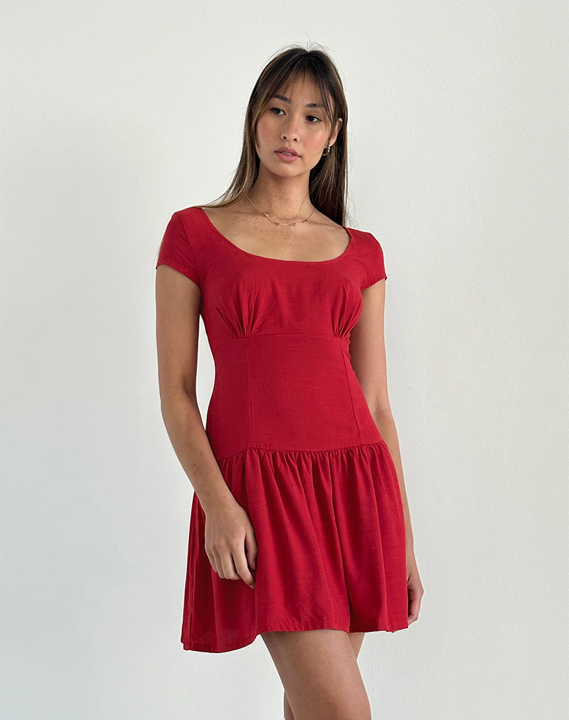 Image de la mini robe Ohayo en rouge adrénaline