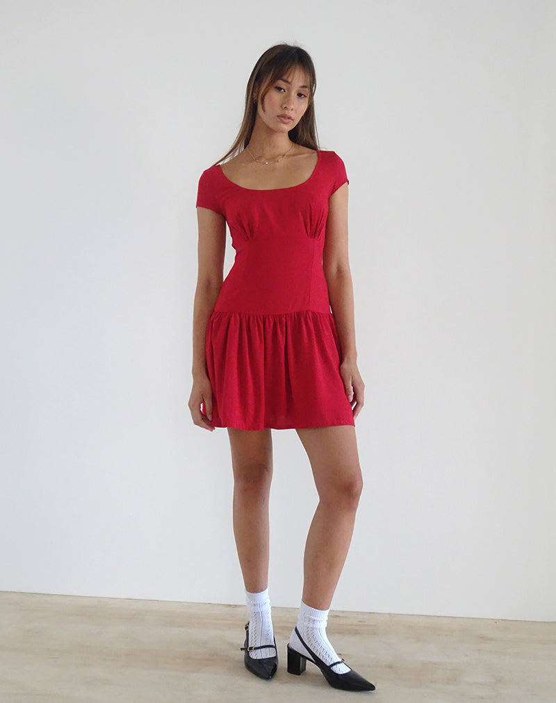 Image de la mini robe Ohayo en rouge adrénaline