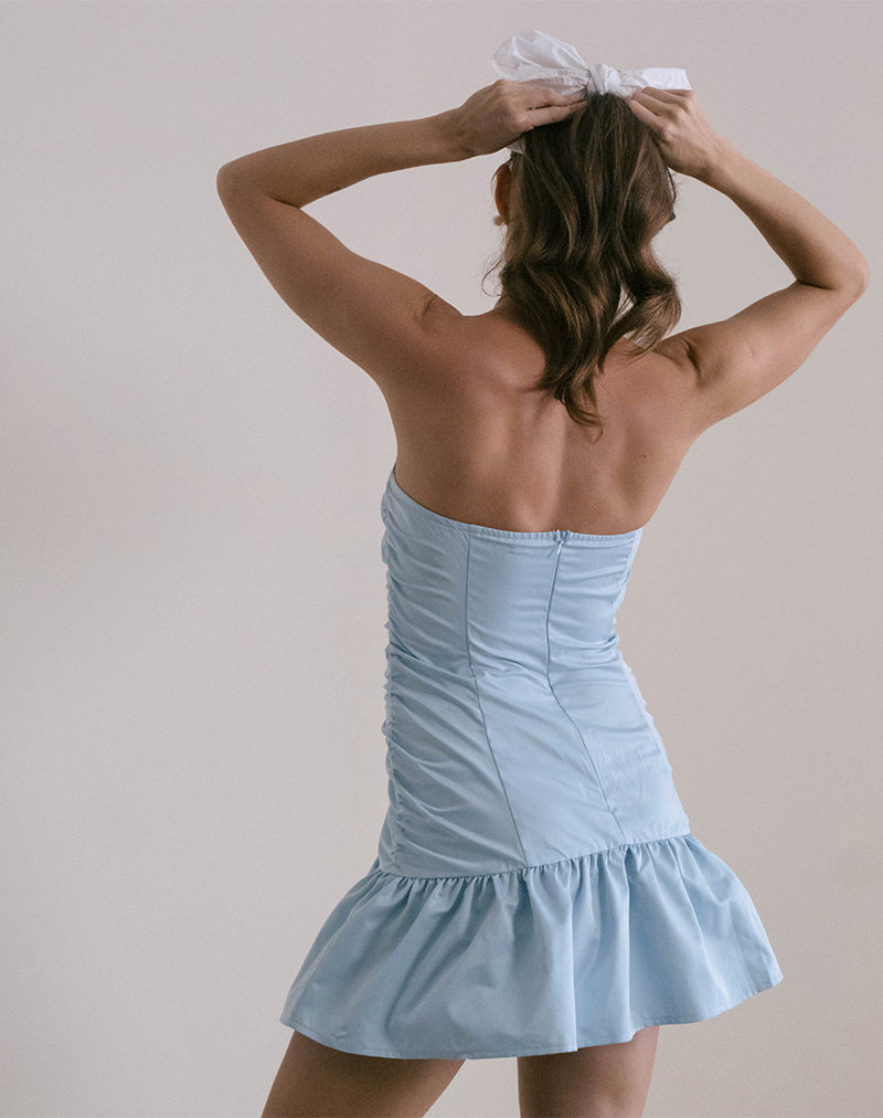 Image de la mini robe Okapi en bleu poudré