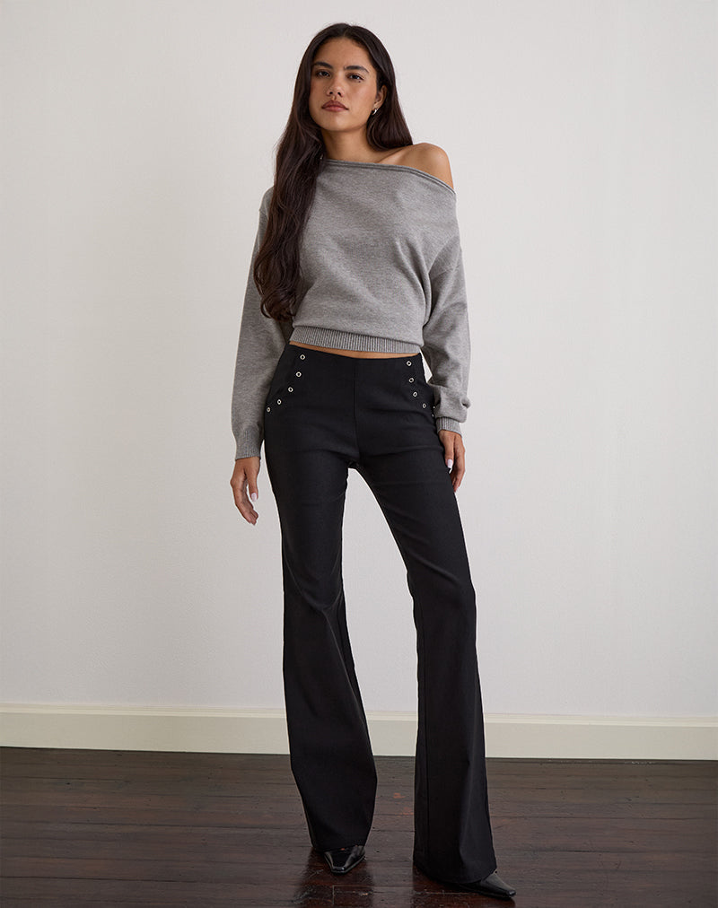 Pantalon évasé Olira avec œillets en noir tailleur