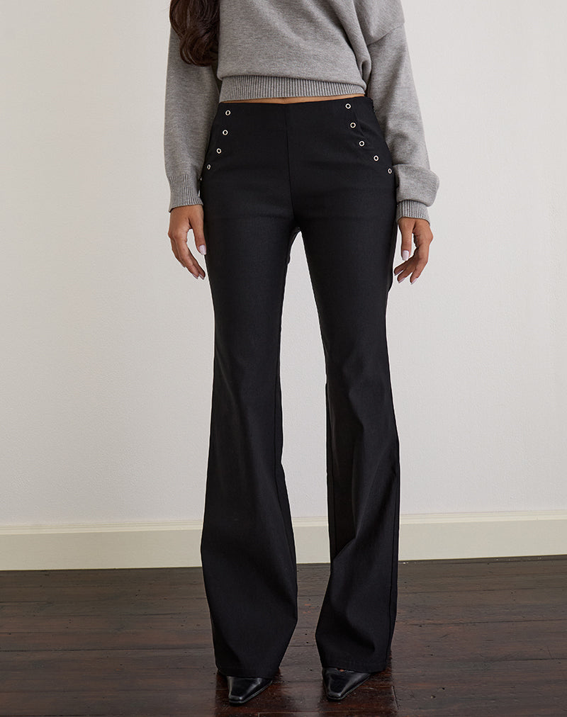 Pantalon évasé Olira avec œillets en noir tailleur