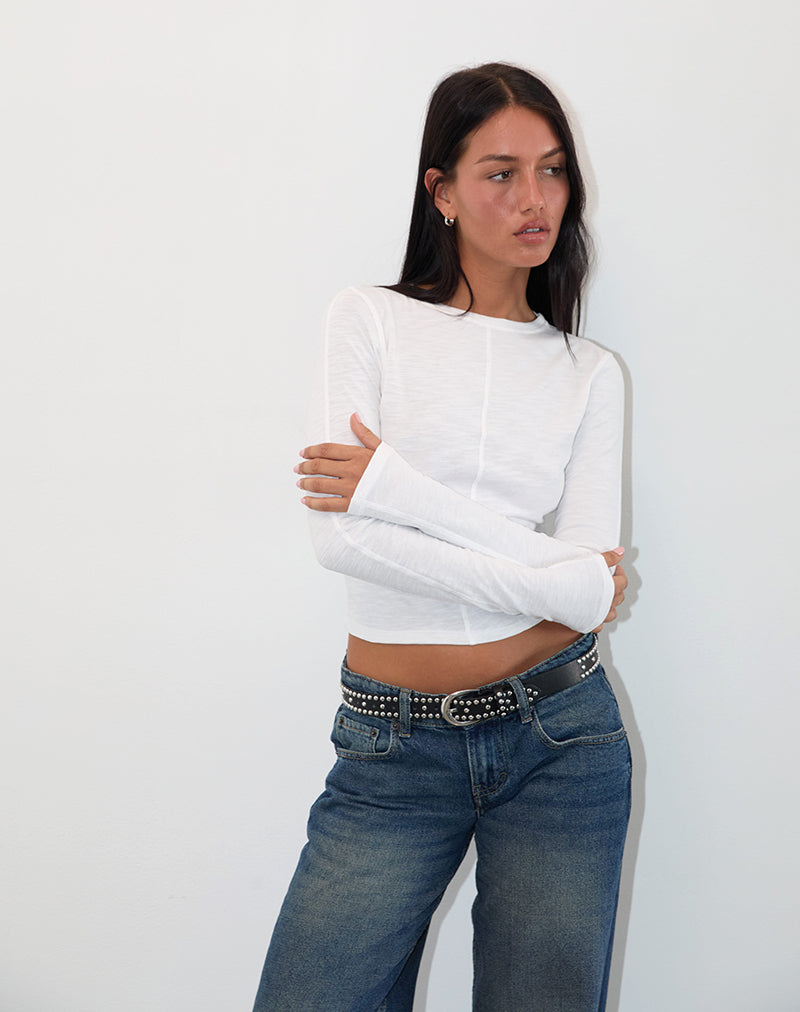 Image de Olson Long Sleeve Top in Slub Ivory