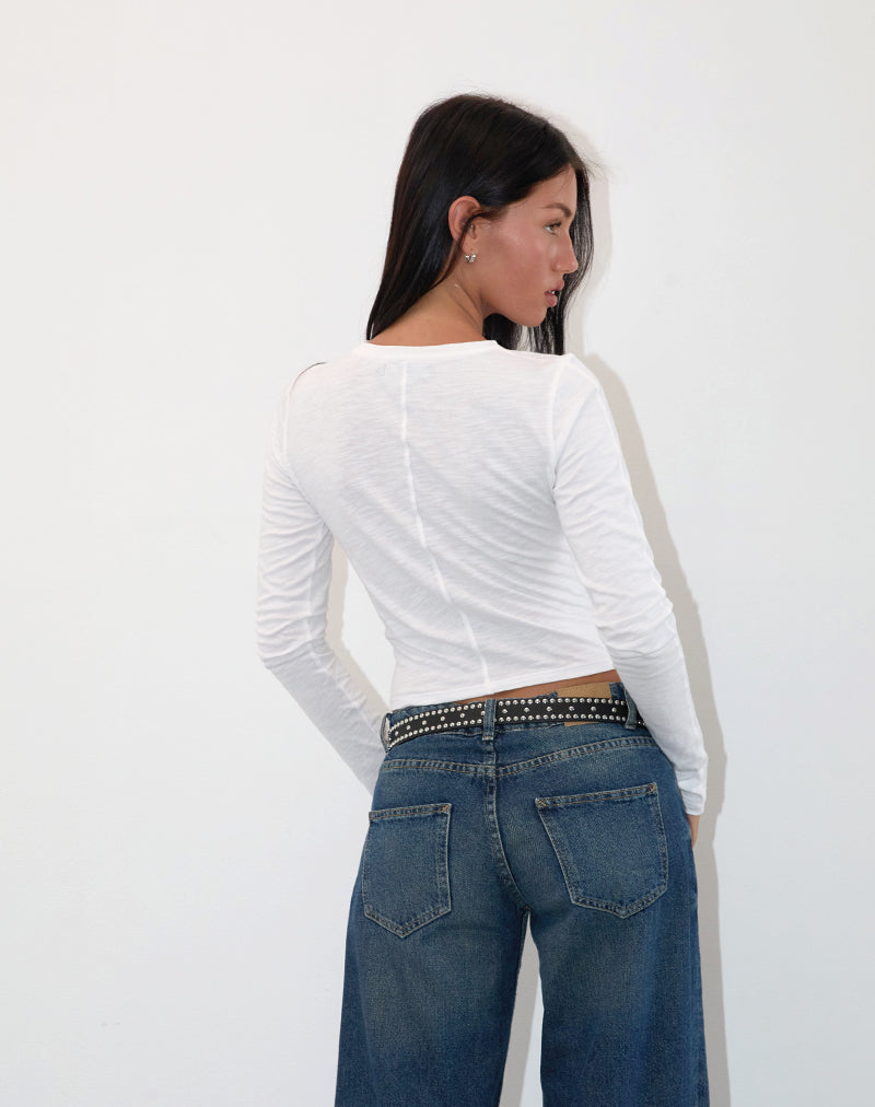 Image de Olson Long Sleeve Top in Slub Ivory