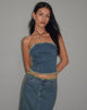 Image de Omas Denim Bandeau Top in Brown Blue Acid Wash