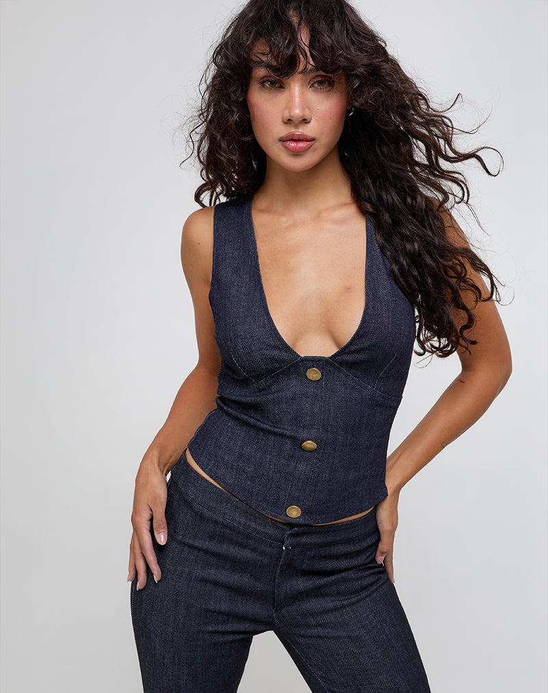 Image de Oria Vest Top in Dark Denim Indigo