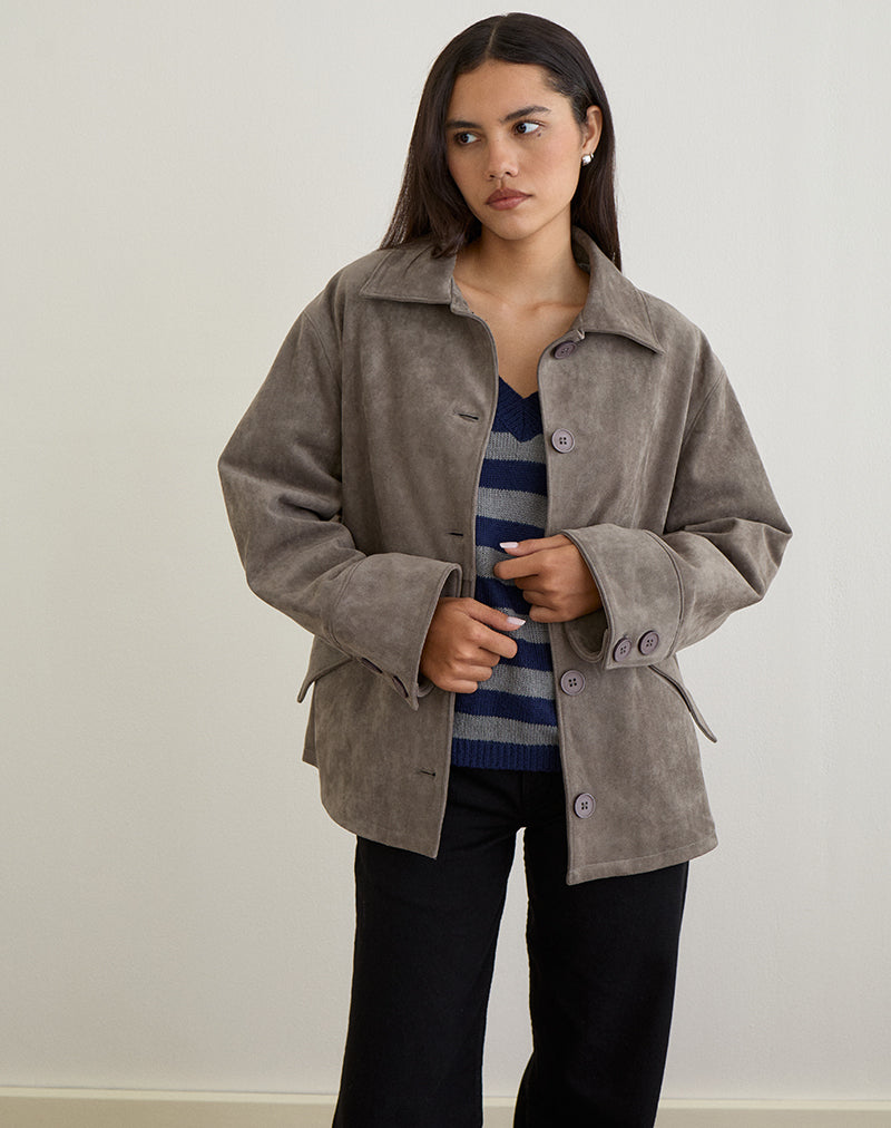 Image de la veste Orson en faux daim Olive Grey