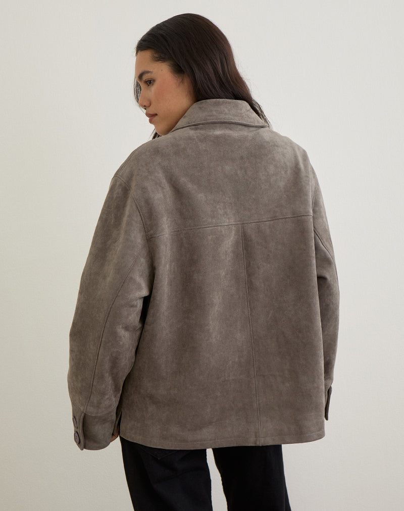 Image de la veste Orson en faux daim Olive Grey