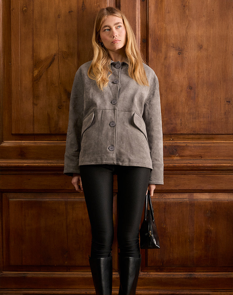 Veste Orson en faux daim gris olive