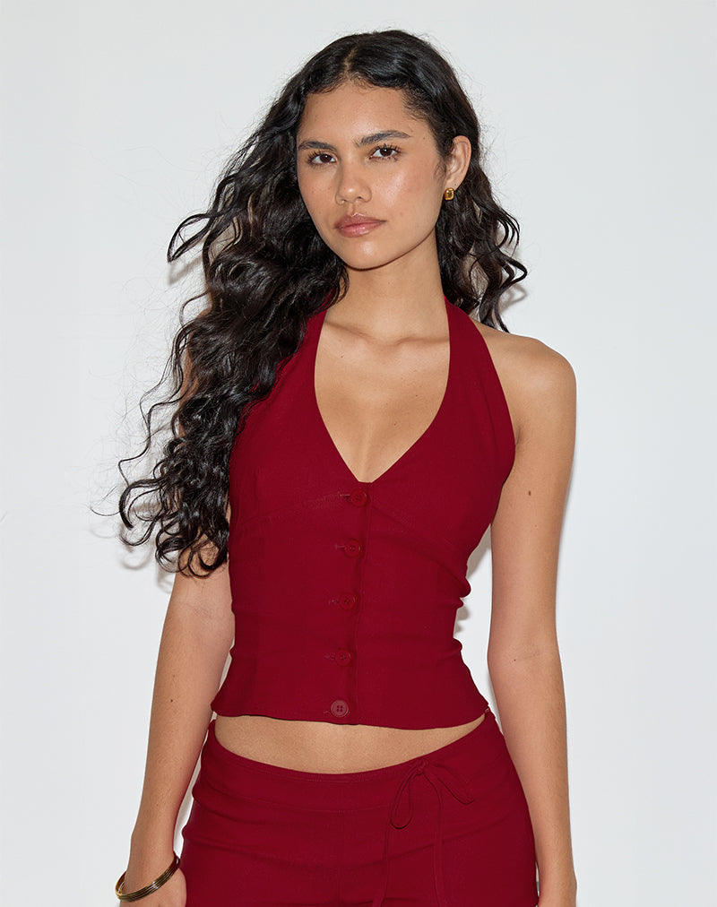 Ortee - Top dos nu - Rouge tailleur