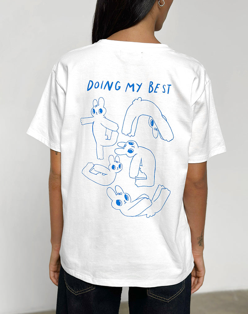 Image of Oversize Basic Tee in White with Doing My Best Graphic