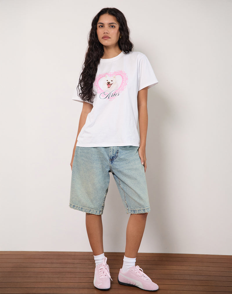 T-shirt oversize basique en blanc avec imprimé Aries Motel Pet