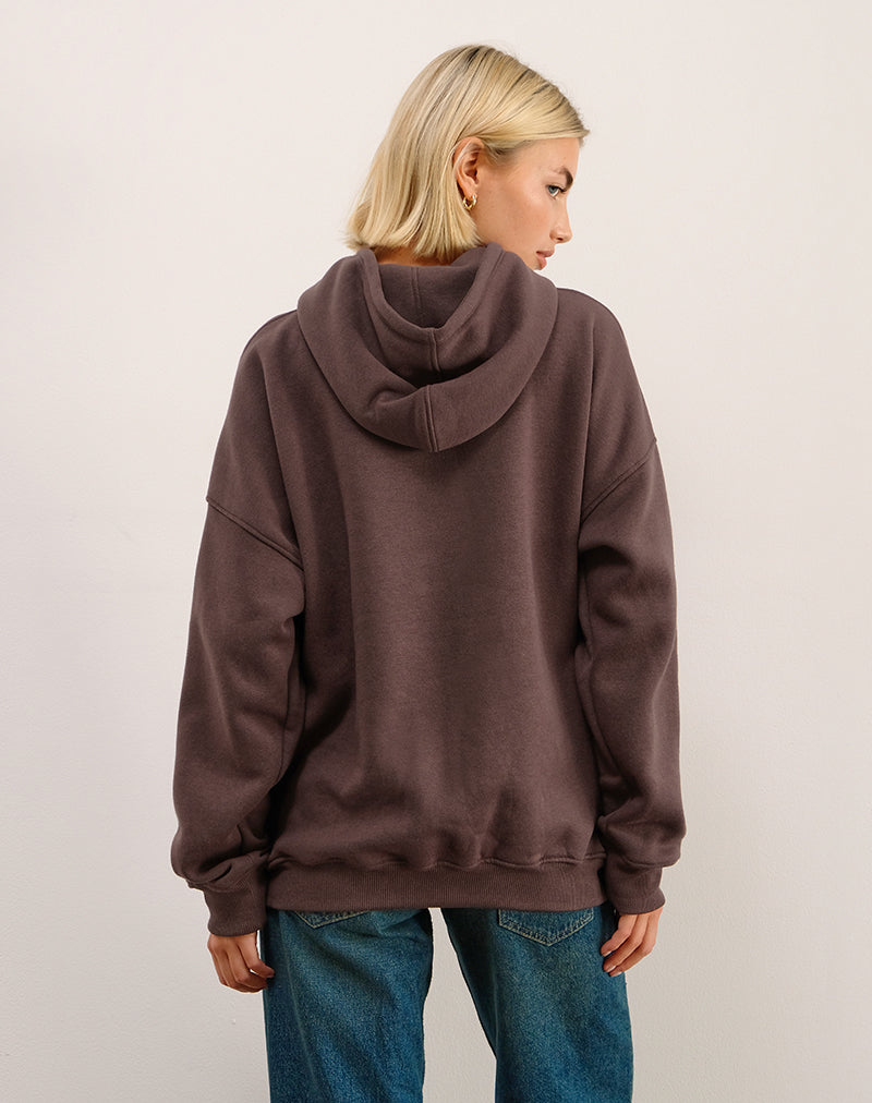 Image of Oversize Hoodie in Deep Mahogany with See You Next Tuesday Print (sweat à capuche surdimensionné en acajou profond avec imprimé "See You Next Tuesday")
