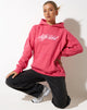Image de Sweat à capuche surdimensionné en rose Fandango avec broderie "Different