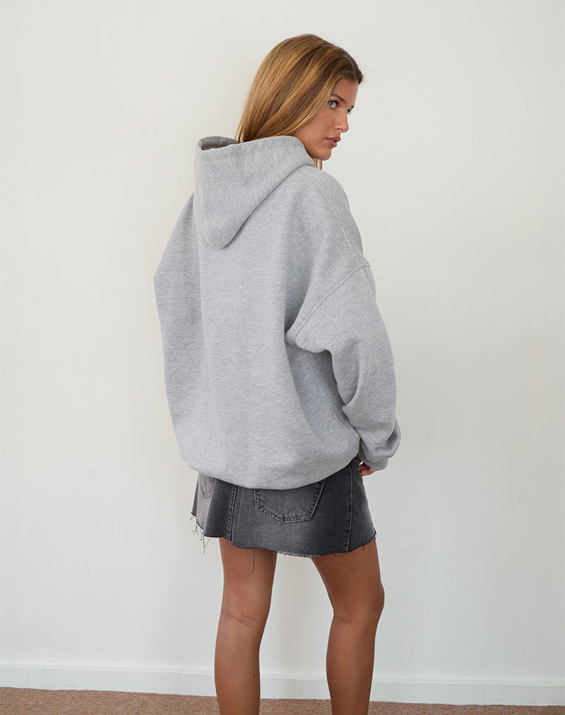 Image du sweat à capuche surdimensionné en gris marron avec imprimé I Love 2010's