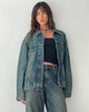 Image de la veste en jean surdimensionnée en brun bleu acide
