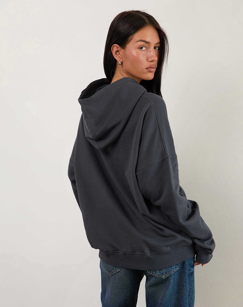 Sweat à capuche surdimensionné en Ocean Storm avec graphique Lucky You
