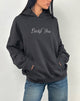Image of Oversized Hoodie in Ocean Storm with Lucky You Graphic (sweat à capuche surdimensionné avec tempête d'océan et graphique Lucky You)