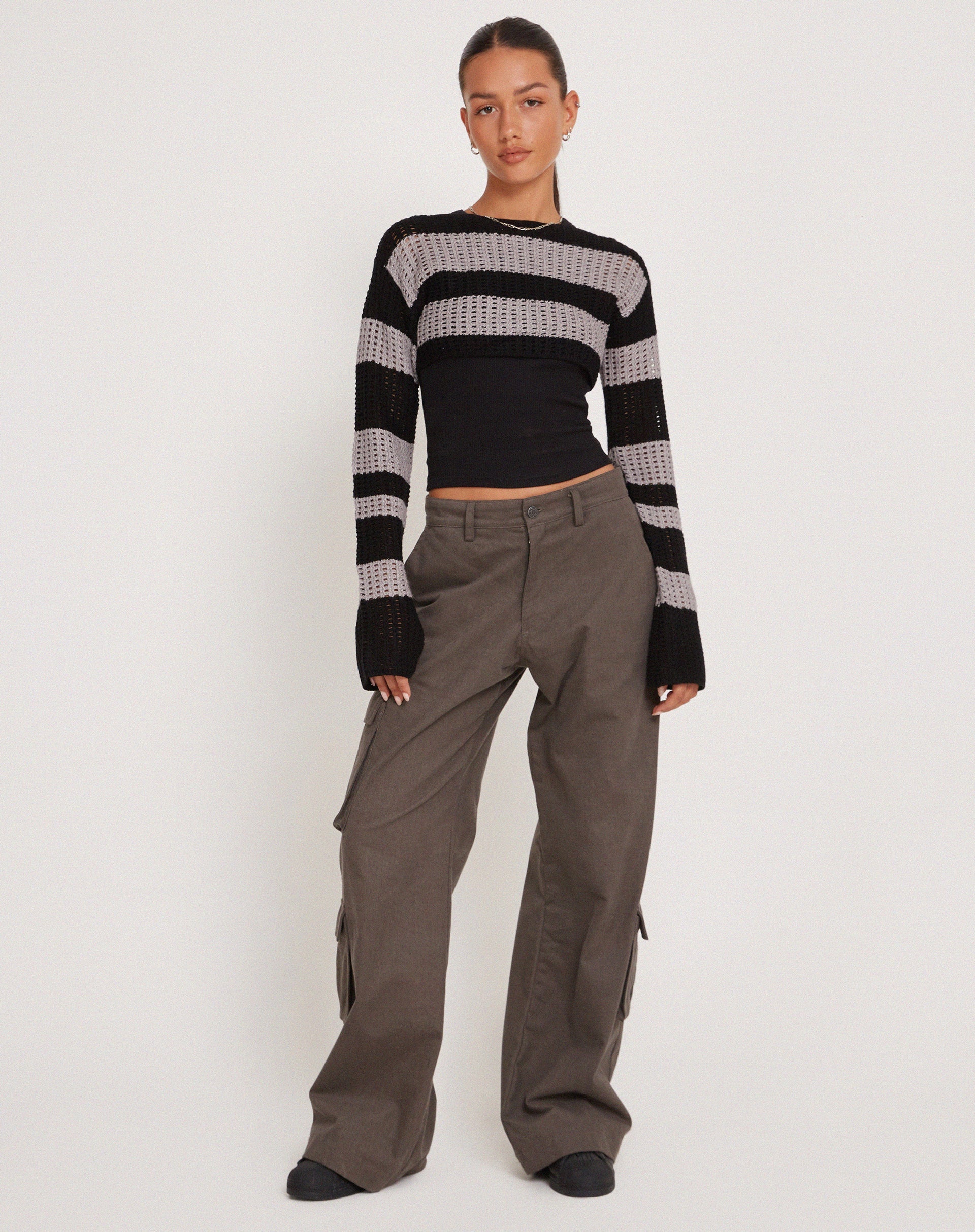Image de Ozzy Bolero Top in Black Grey