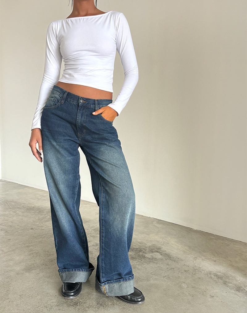 Image of Oversized Dad Low Rise Jeans in Dark Vintage