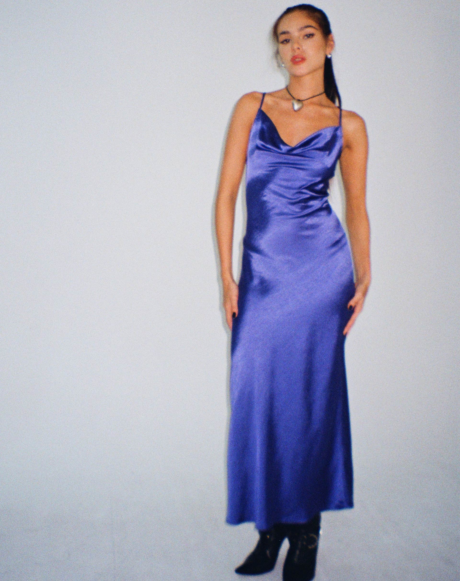 Image de Palasha Midi Dress in Satin Spectrum Blue