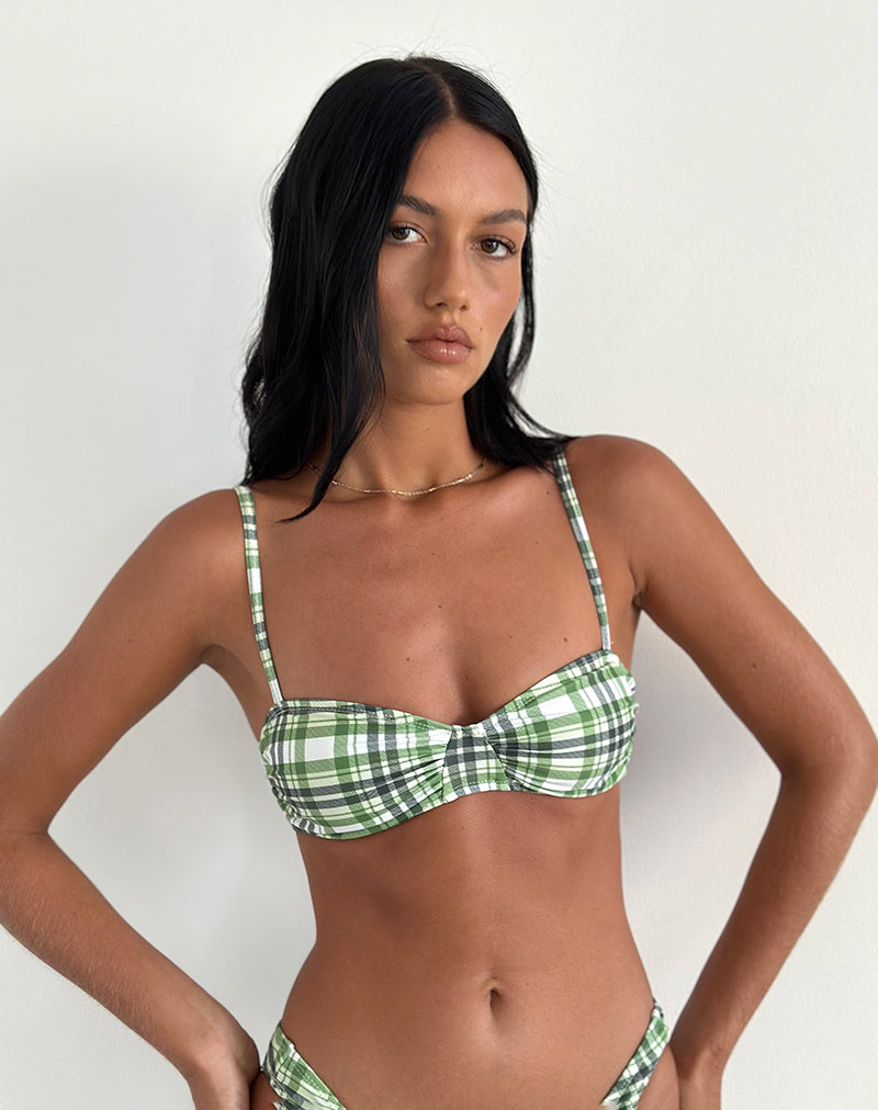 Haut de bikini Pali, écossais vert