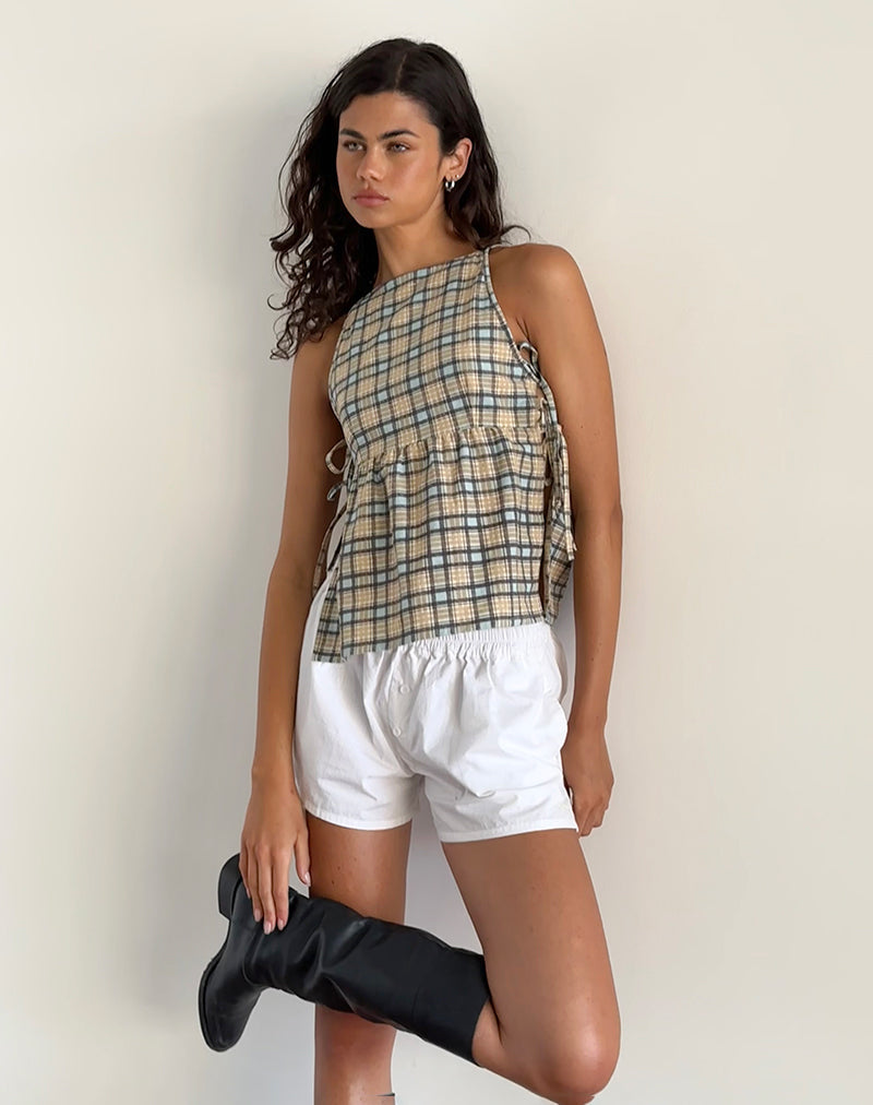 Image de Palsi Loose Sleeveless Top in Pastel Blue Tartan