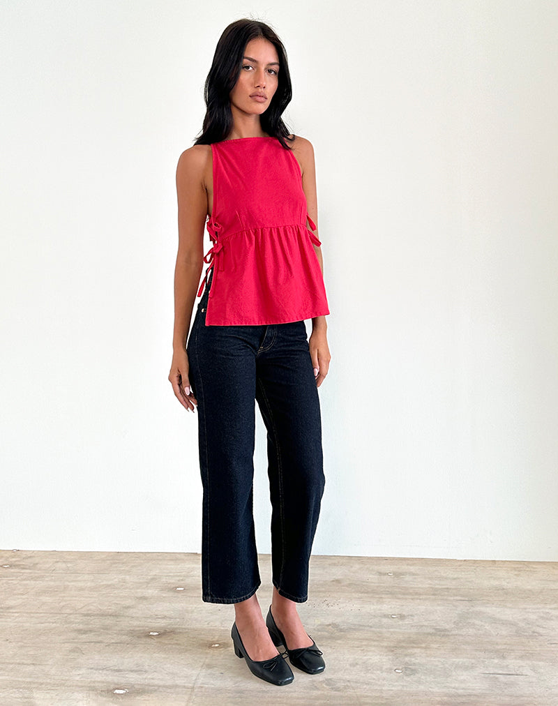 Image de Palsi Tie Side Sleeveless Top in Tango Red