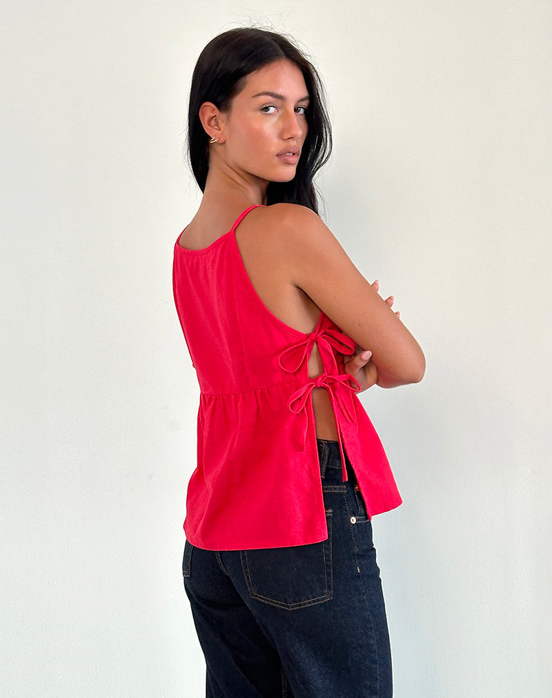 Image de Palsi Tie Side Sleeveless Top in Tango Red