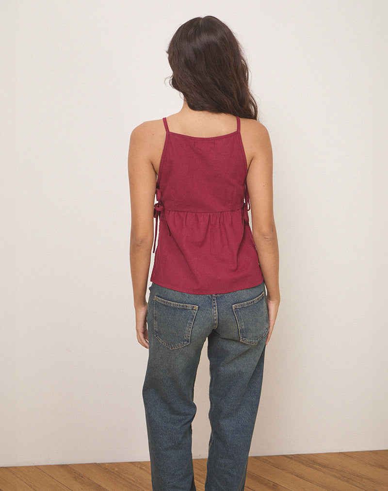 Image de Palsi Tie Side Top in Burgundy