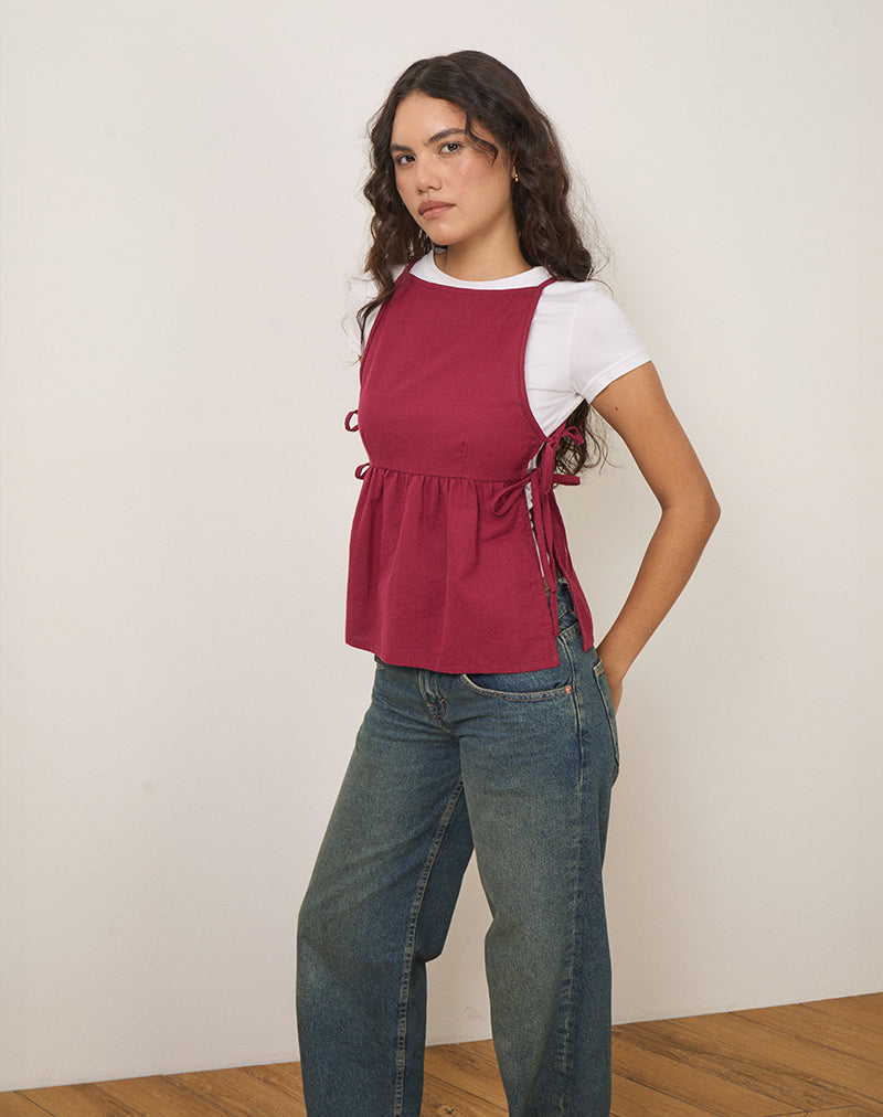 Image de Palsi Tie Side Top in Burgundy