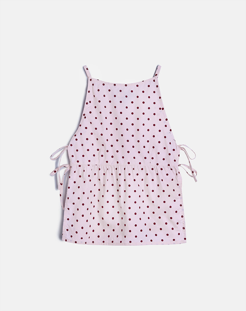 Image de Palsi Tie Side Top in Pink with Medium Polka Red