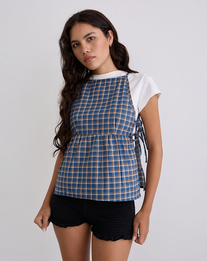 Image de Palsi Tie Side Top in Medium Tartan Blue
