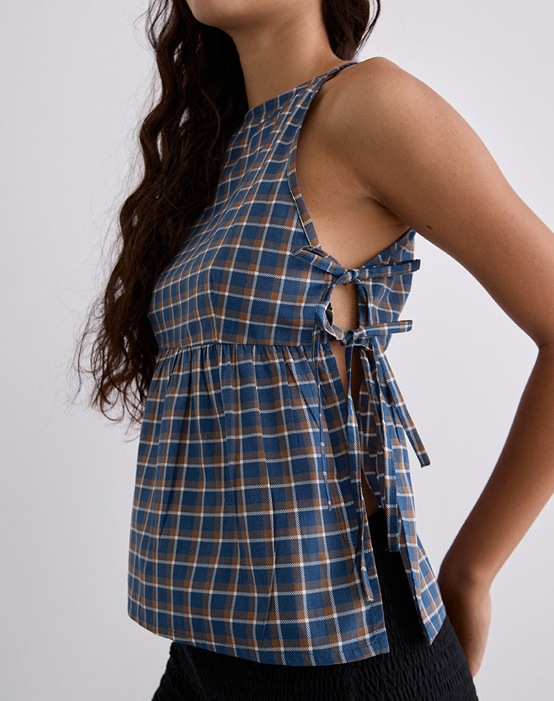 Image de Palsi Tie Side Top in Medium Tartan Blue