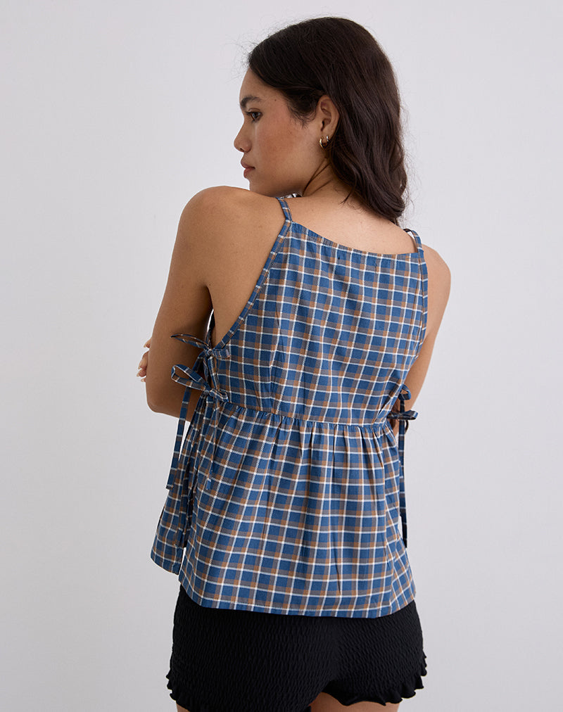 Image de Palsi Tie Side Top in Medium Tartan Blue