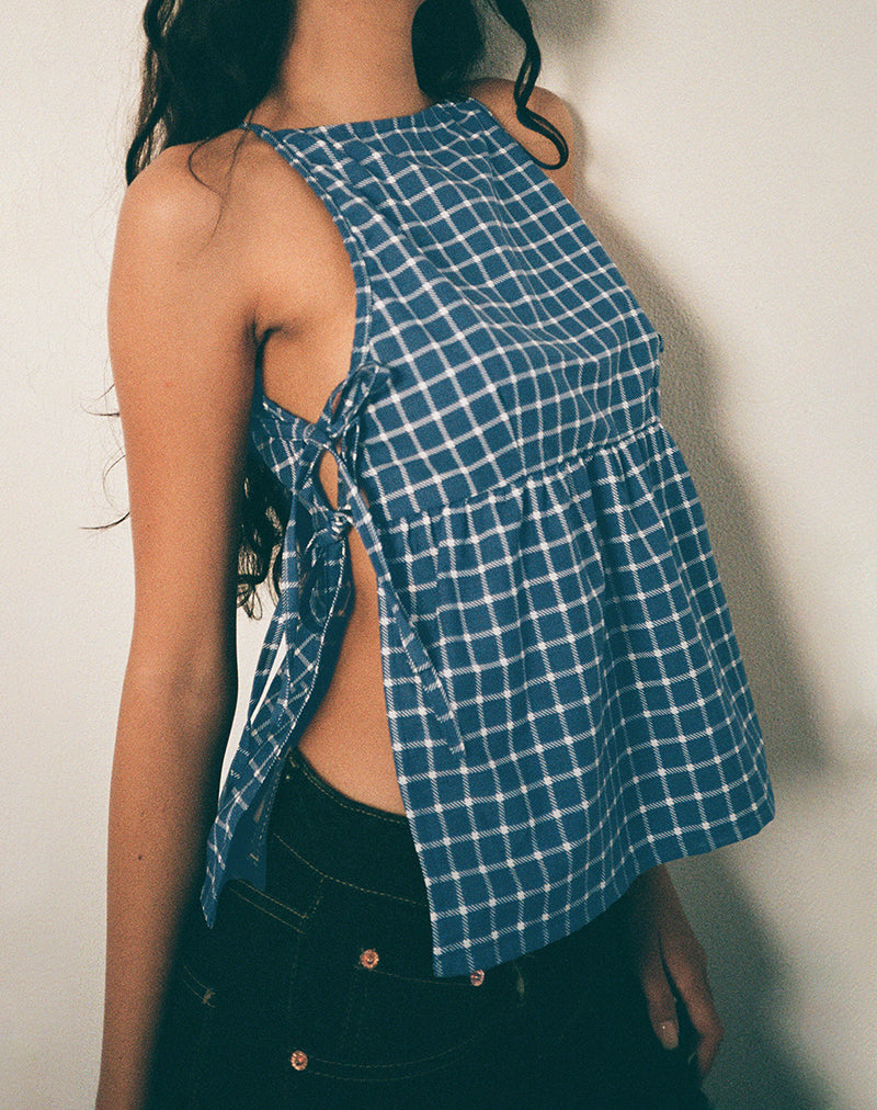 Image de Palsi Tie Side Top in Navy Tartan