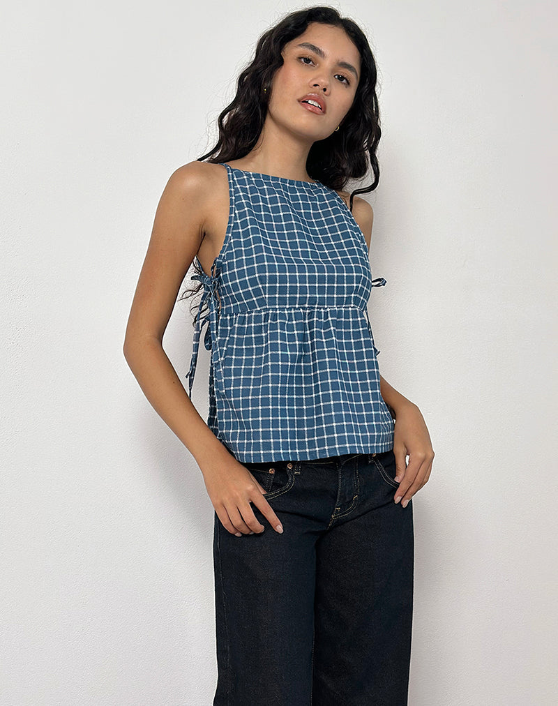 Image de Palsi Tie Side Top in Navy Tartan