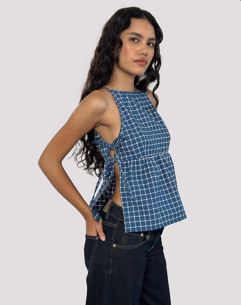 Image de Palsi Tie Side Top in Navy Tartan